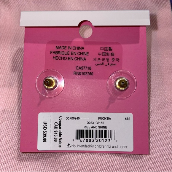 Take 40% Off Kate Spade ♠️ Fuchsia “Rise and Shine” Gumdrop Earrings NWTs - Picture 2 of 6